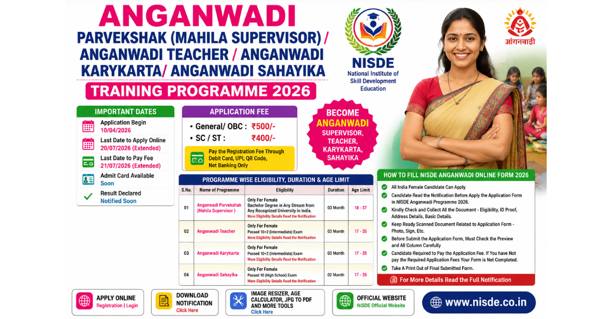 Anganwadi Parvekshak Training Programme 2026 NISDE Anganwadi Teacher Supervisor Training Update