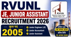 RVUNL JE Junior Assistant Recruitment 2026