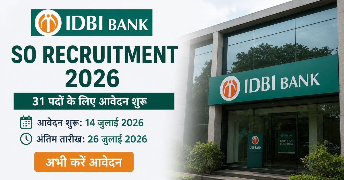 IDBI Bank SO Recruitment 2026 Apply