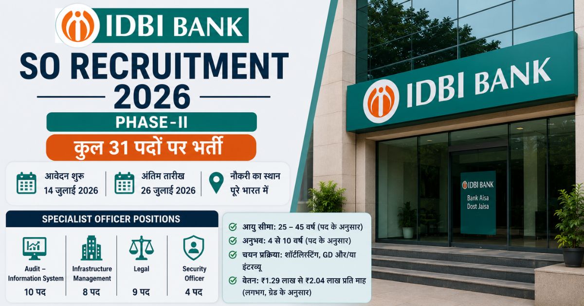 IDBI Bank recruitment announcement 2026
