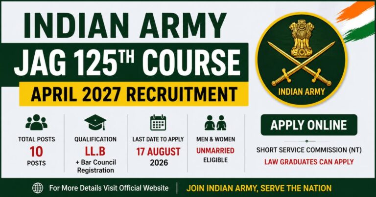 Indian Army JAG 125th Course April 2027 Recruitment