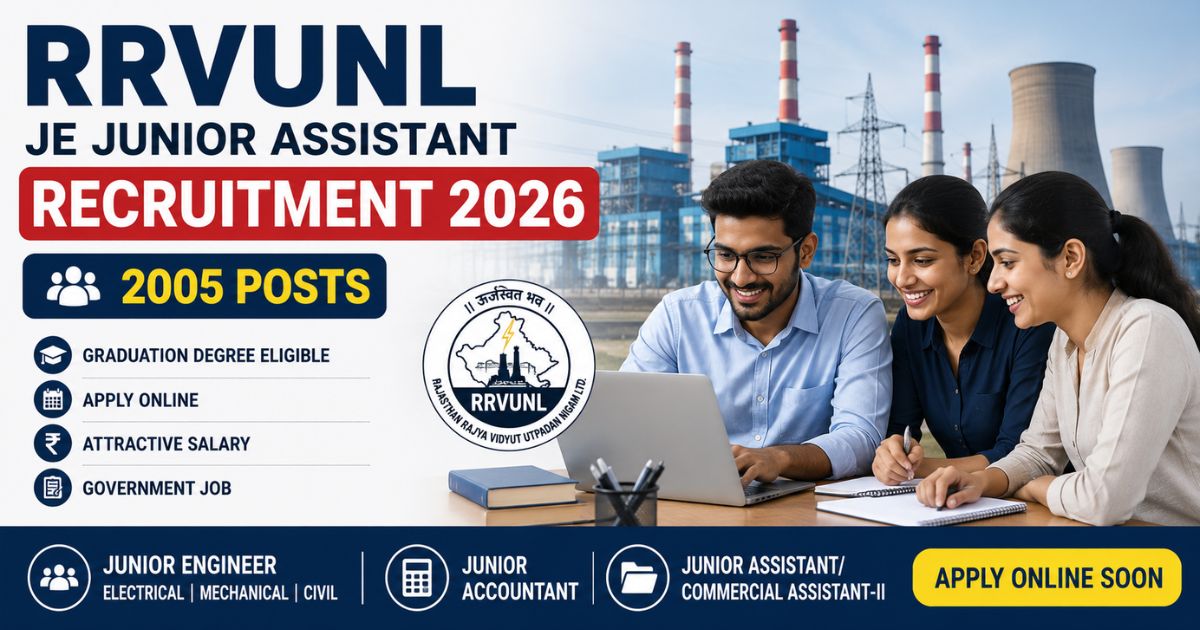 RRVUNL JE Junior Assistant Recruitment 2026