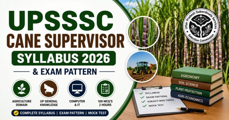 UPSSSC Cane Supervisor Syllabus 2026 & Exam Pattern