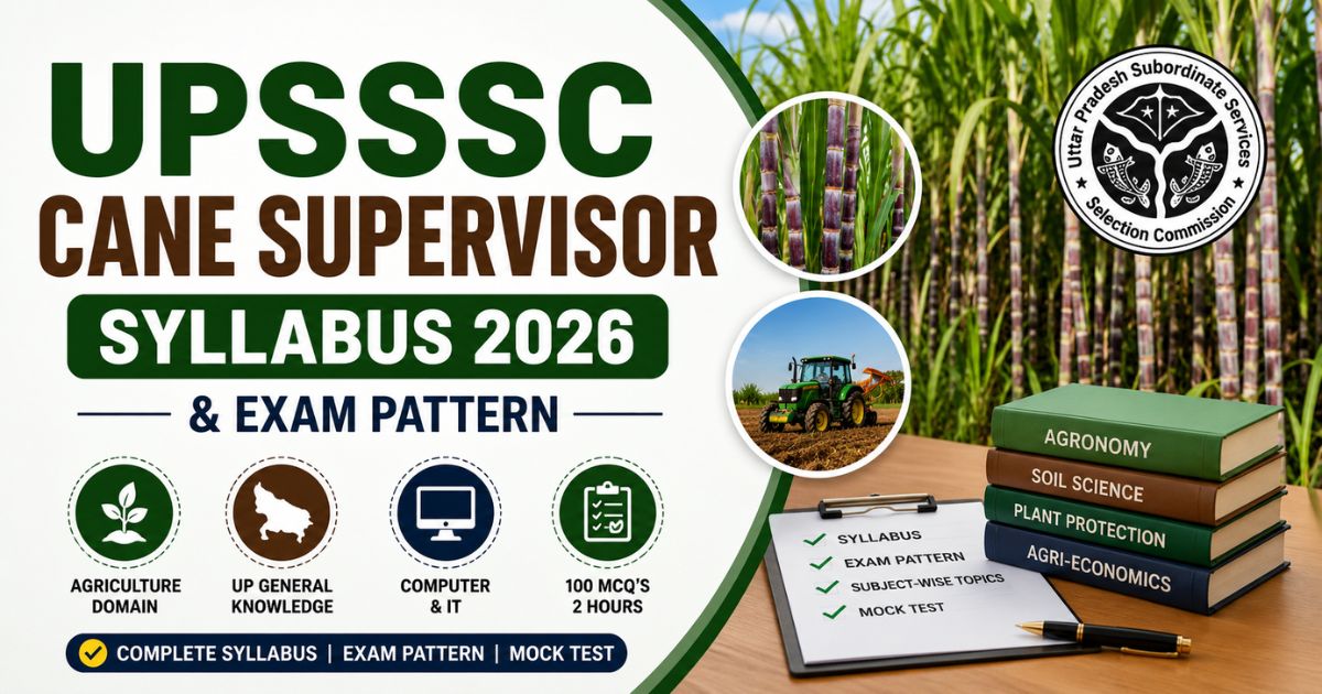 UPSSSC Cane Supervisor Syllabus 2026 & Exam Pattern